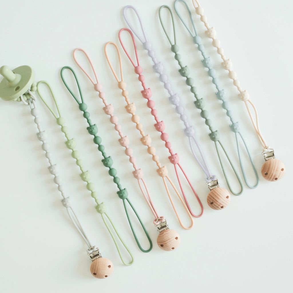 Jual Mother And Baby Essential Silicone Pacifier Chain, 1/4 Pack Cute ...