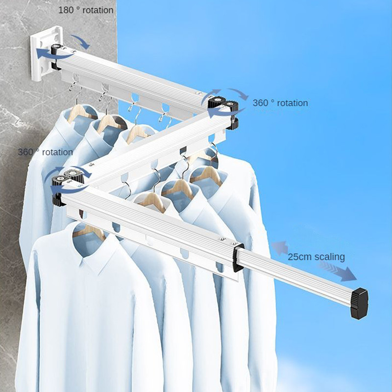 Jual Drying Rack Clothing Retractable Clothes Drying Rack Wall Mounted ...