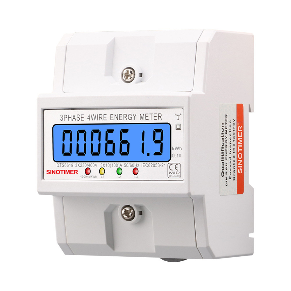 Jual 100A 3 Phase 4 Wire Energy Meter Din Rail Electricity Usage Meters ...