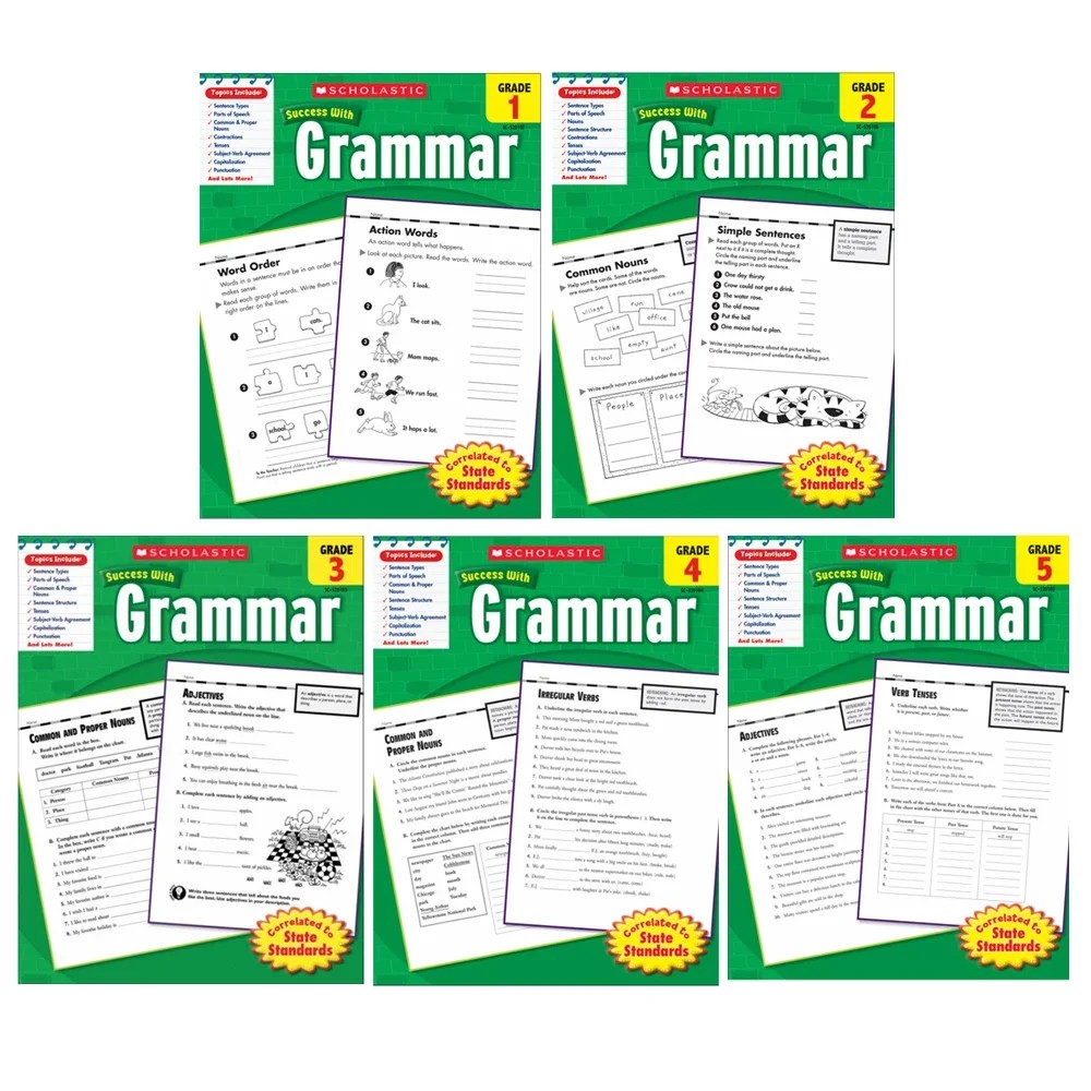 Jual 5 books/set Scholastic success with grammar Grade1-5 Improve ...