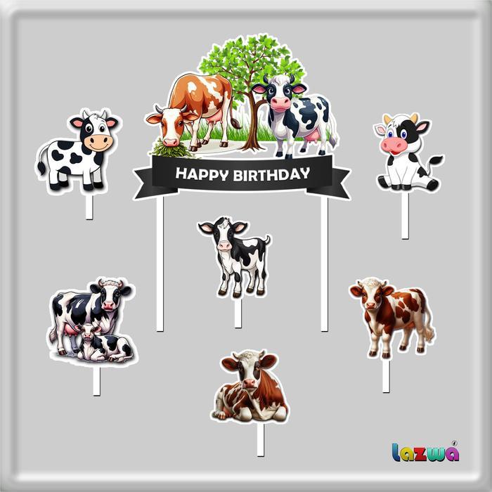 Jual Topper cake sapi cow happy birthday hiasan kue & buket | Shopee ...