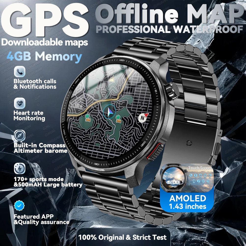 Jual NEW GPS Offline Maps Smart Watch 1.43