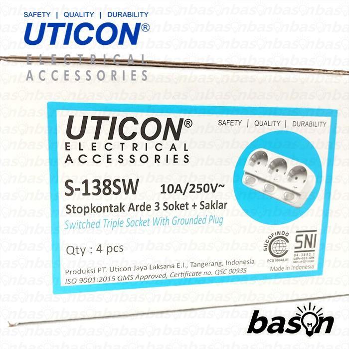 Jual Uticon S138Sw - Stop Kontak Arde Triple Socket + Saklar | Shopee ...