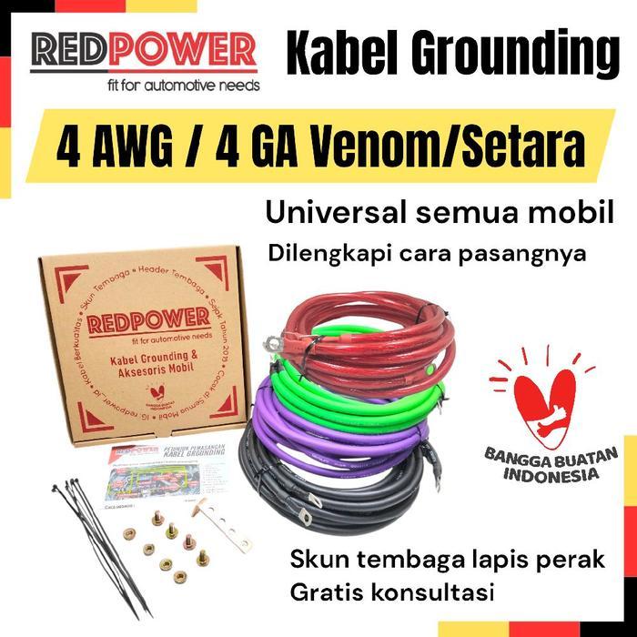 Jual Redpower Kabel Grounding Mobil 4 awg / 4 GA Ground Wire Kit 4awg ...