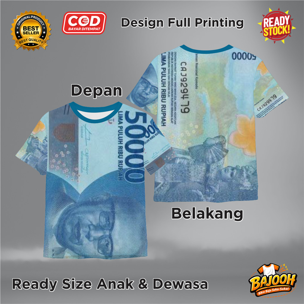 Jual Kaos Uang Lima Puluh Ribu 50 Pecahan Rupiah Gocap Full Printing ...