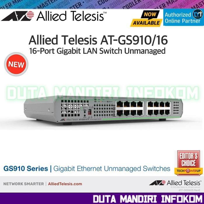 Jual ALLIED TELESIS AT-GS910 16 - 16-PORT GIGABIT LAN ETHERNET SWITCH UNMANAGED Indonesia
