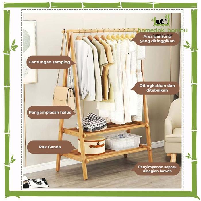 Jual Homedoki Rak Baju / Rak Pakaian / Rak Gantung Baju Kayu / Rak Baju ...