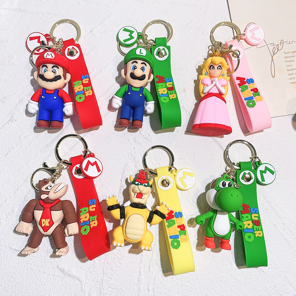 Jual 19 Styles Anime Keychain Mario Bros Luigi Toad Bowser El Pvc ...