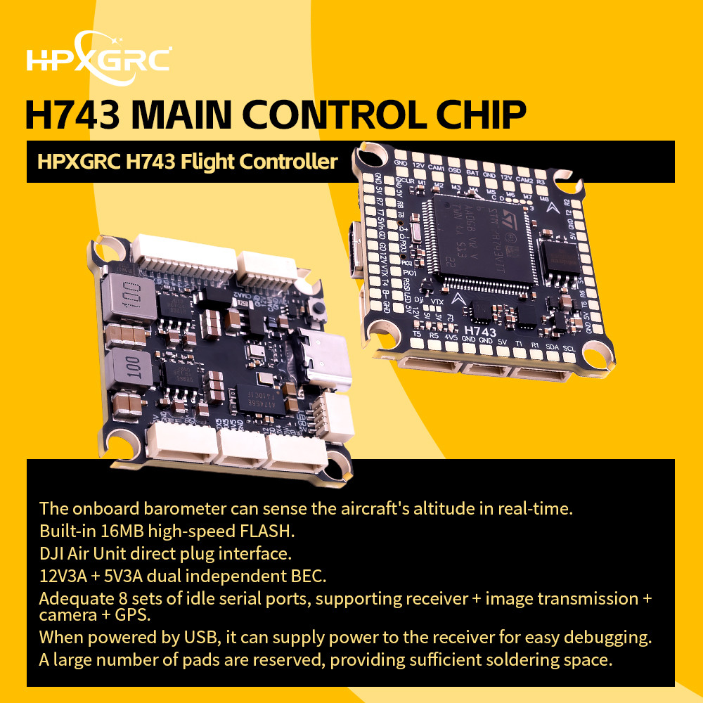 Jual HPXGRC H743 Flight Controller Dual ICM42688P Barometer 16MB Black ...
