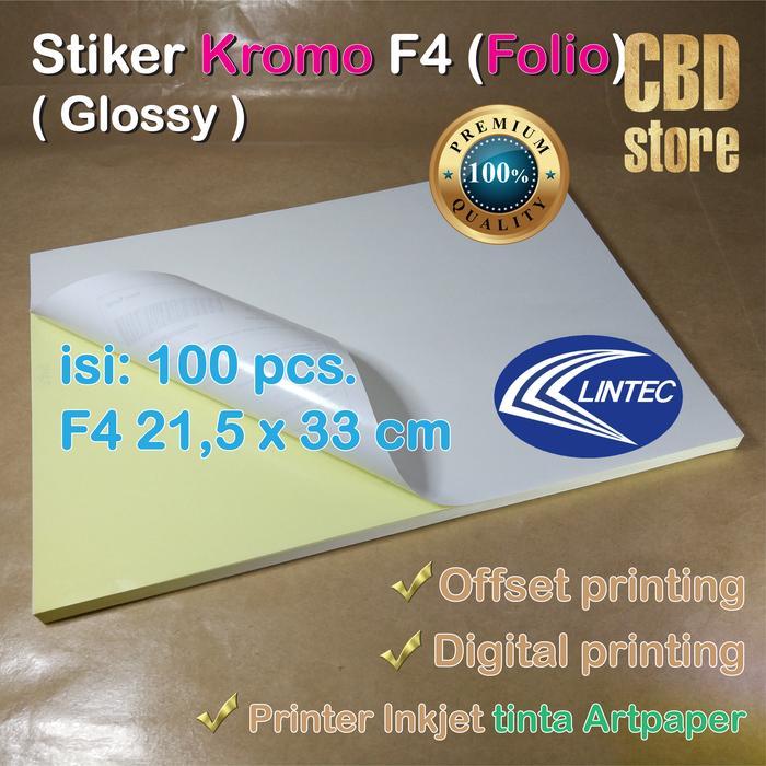 Jual STIKER KROMO F4 FOLIO STICKER CHROMO GLOSSY 100 LEMBAR MERK LINTEC ...