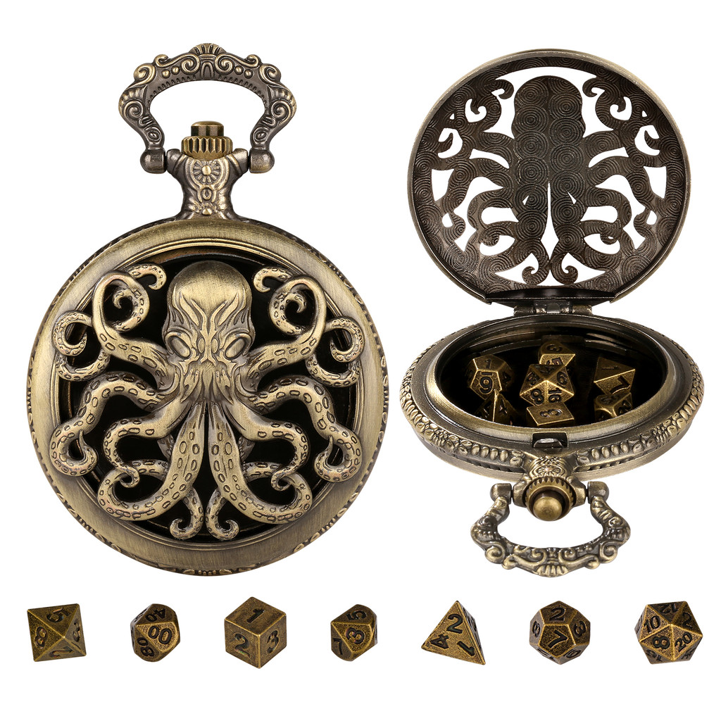 Jual Yisuya Dnd Dice Set, Pocket Watch Shell Case, 7Pcs Polyhedral ...