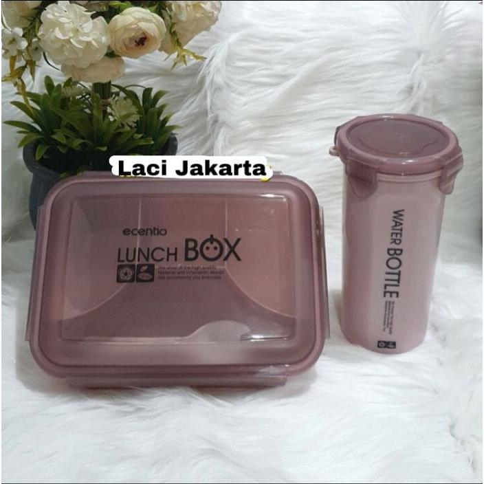 Jual ECENTIO LUNCH BOX SET BOTOL MINUM ESENTIO SET TEMPAT MAKAN BEKAL ...