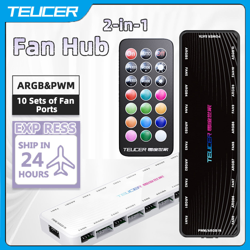 Jual Teucer Argb Controller 1 To 10 4Pin Pwm Cooling Fan Hub Powered ...