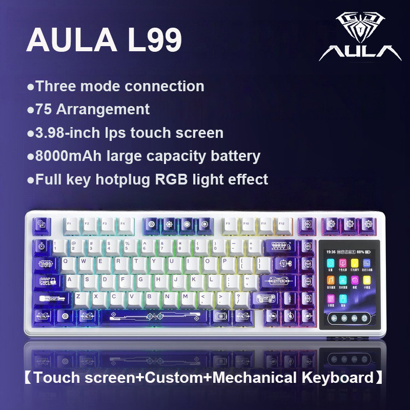 Jual AULA L99 Intelligent Screen Mechanical Keyboard Bluetooth Wireless ...