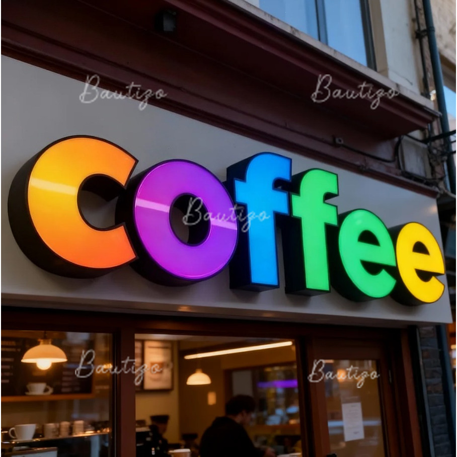Jual Coffee LED Sign Custom RGB Logo Programmable Channel Letters ...