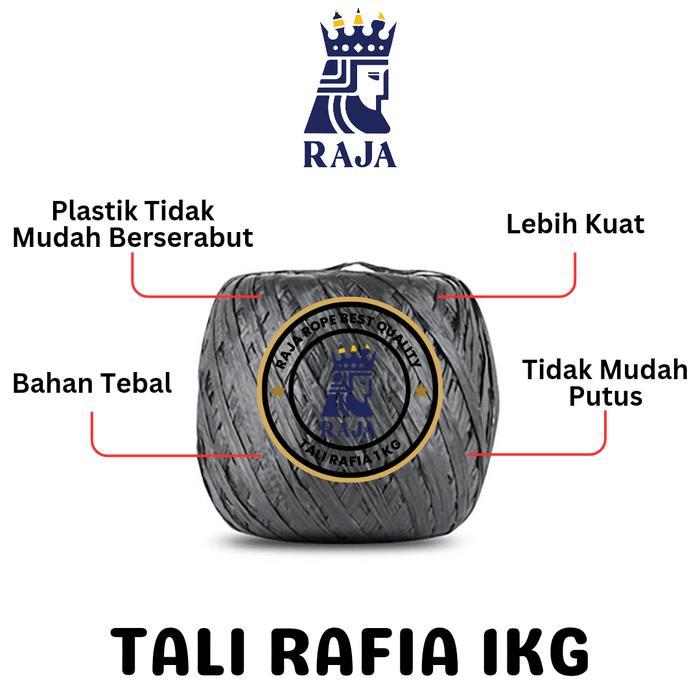 Jual ken RAJA ROPE TALI RAFIA 1 kg PER BALL TALI PLASTIK HITAM KILOAN ...
