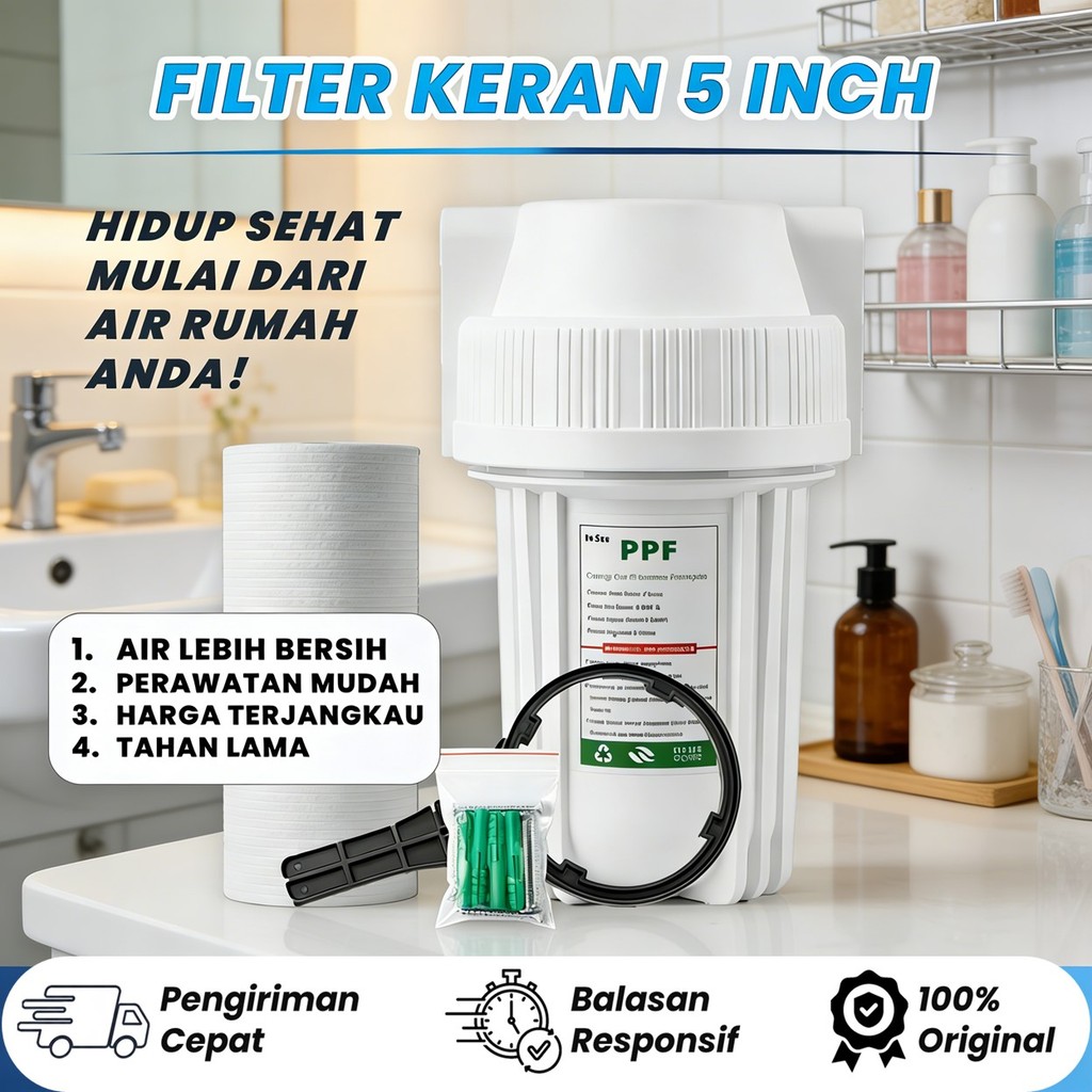 Jual Paket filter Air 1 Tahap 5 Inch + Filter PPF / Filter Sedimen ...
