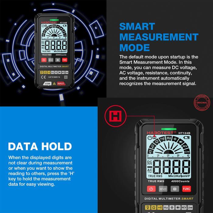Jual HABOTEST HT124 B Multimeter Digital 600V AC DC True RMS Pengukur ...