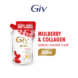 Giv White Sabun Mandi Cair Mulberry Pouch 800 ml