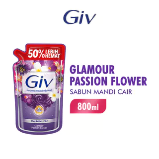 Giv Sabun Mandi Cair Ungu Passion Flowers & Sweet Berry Pouch 800 ml