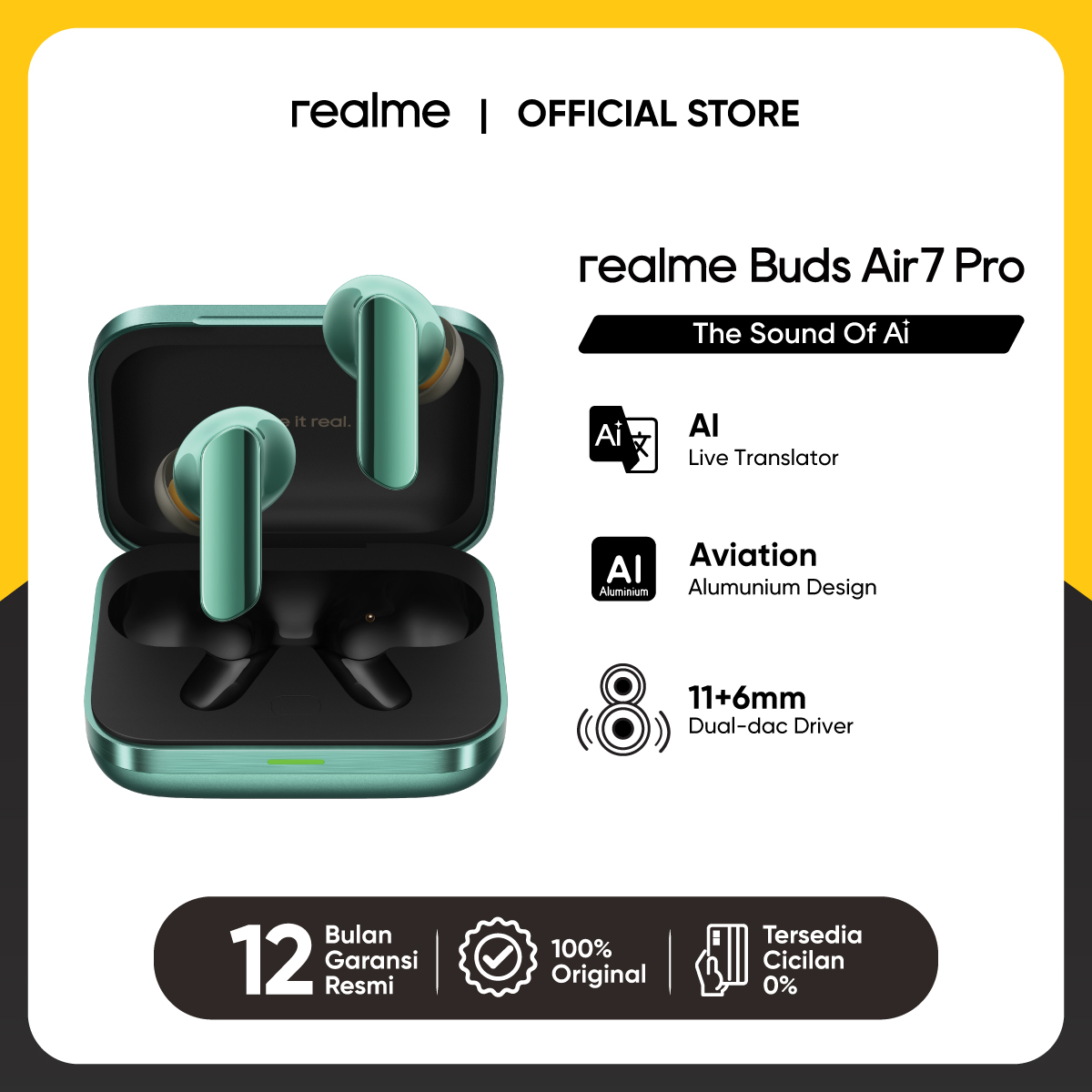 realme Buds Air7 Pro (AI Live Translator Aviation Aluminum Design  11+6mm Dual-dac driver)