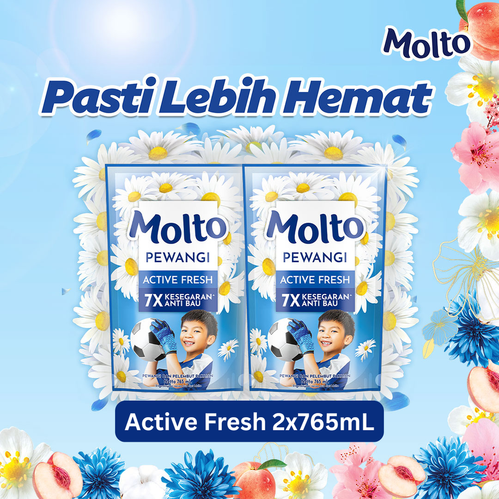 [BELI 2 LEBIH HEMAT] Molto Pewangi Pakaian Active Fresh 2x765 mL