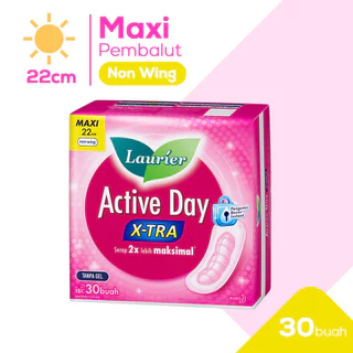 Laurier Pembalut Wanita Active X-Tra Day Maxi Non Wing 22cm 30 buah - Perawatan Kewanitaan