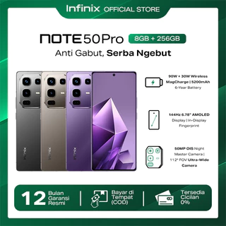 Infinix Note 50 Pro 8/256GB - Up to 16GB Extended RAM - Helio G100 Ultimate - 6.78” FHD+ Amoled - 50MP OIS - 5200 mAh - NFC