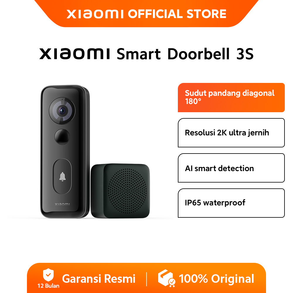 Jual Xiaomi Smart Doorbell 3S | Sudut Pandang 180° | Resolusi 2K ...