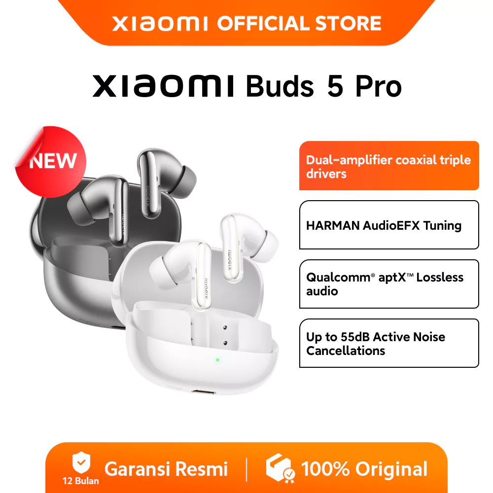 Xiaomi Buds 5 Pro | Dual-amplifier coaxial triple drivers | HARMAN AudioEFX Tuning | Qualcomm aptX™ Lossless audio | TWS [Official Store]