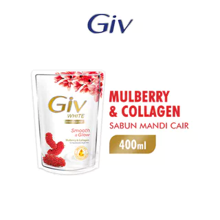 Giv White Sabun Mandi Cair Mulberry Pouch 400 ml