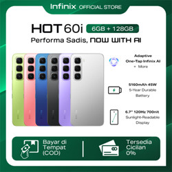 Infinix Hot 60i 6/128GB - Up to 12GB Extended RAM - Helio G81 - 6.7 inch 120Hz HD+ - 50MP - 5160 mAh - NFC