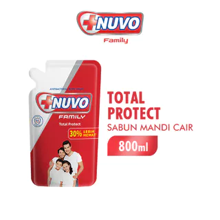 Nuvo Family Sabun Mandi Cair Merah Total Protect Pouch 800 ml