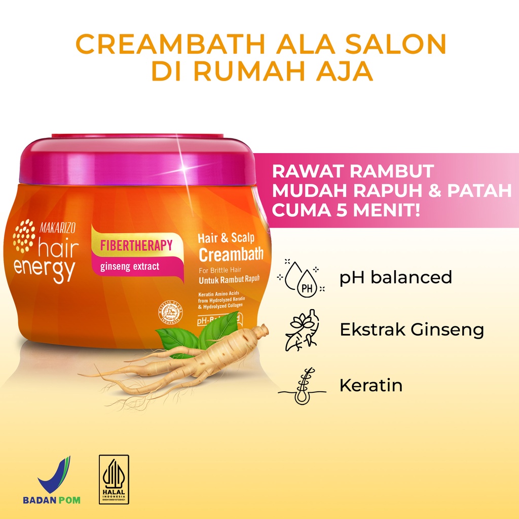 Jual Makarizo Hair Energy Fibertheraphy Creambath Ginseng Extract 500gr ...