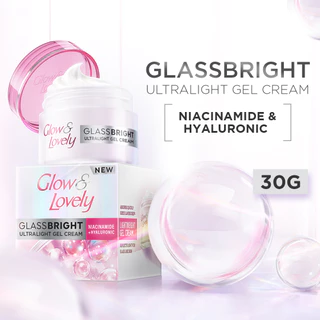 Glow & Lovely Glassbright Ultralight Gel Cream Brightening Light Moisturizer 30gr Kulit Glass Skin Bercahaya dan Lembab
