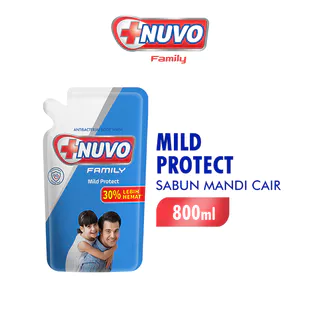 Nuvo Family Sabun Mandi Cair Biru Mild Protect antibakterial Pouch 800 ml
