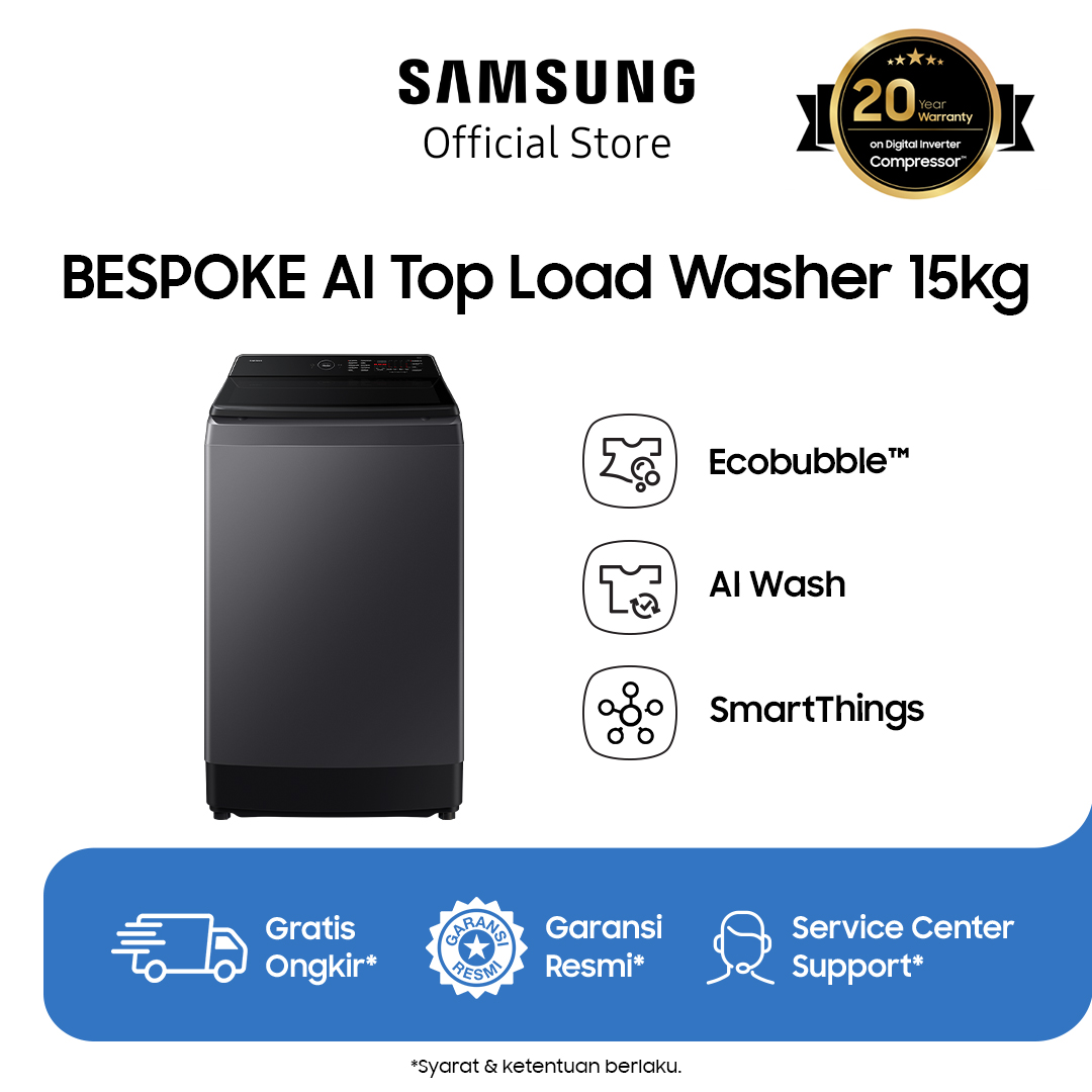 Jual Samsung Mesin Cuci Bespoke AI Top Load Washer 15kg | WA80F15 ...