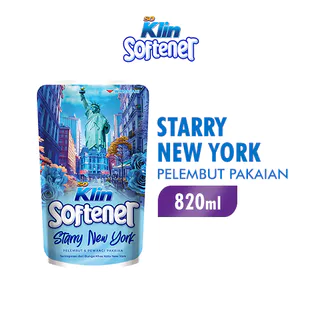 SoKlin Softener Pelembut dan Pewangi Pakaian Biru Starry New York Pouch 820ml