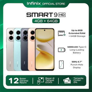 Infinix Smart 9 HD 4/64GB - Up to 8GB Extended RAM - 6.7 inch 90Hz Punch Hole Display - Helio Octa Core - 5000 mAh