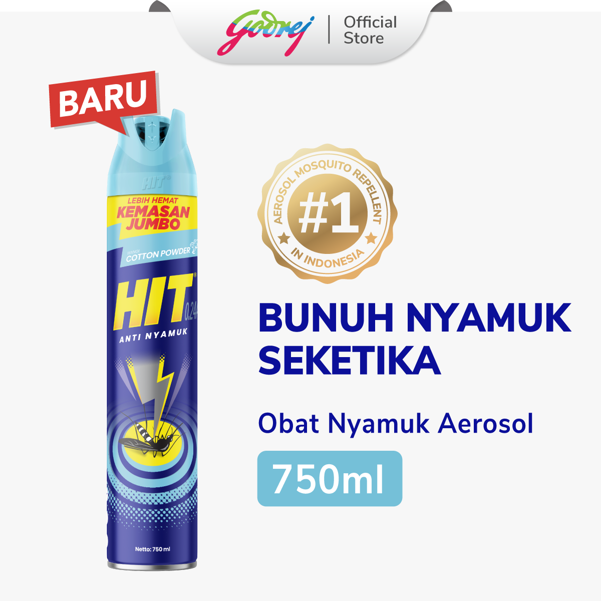Jual HIT Aerosol 750ml Cotton Powder - Obat Nyamuk - Bunuh Nyamuk ...