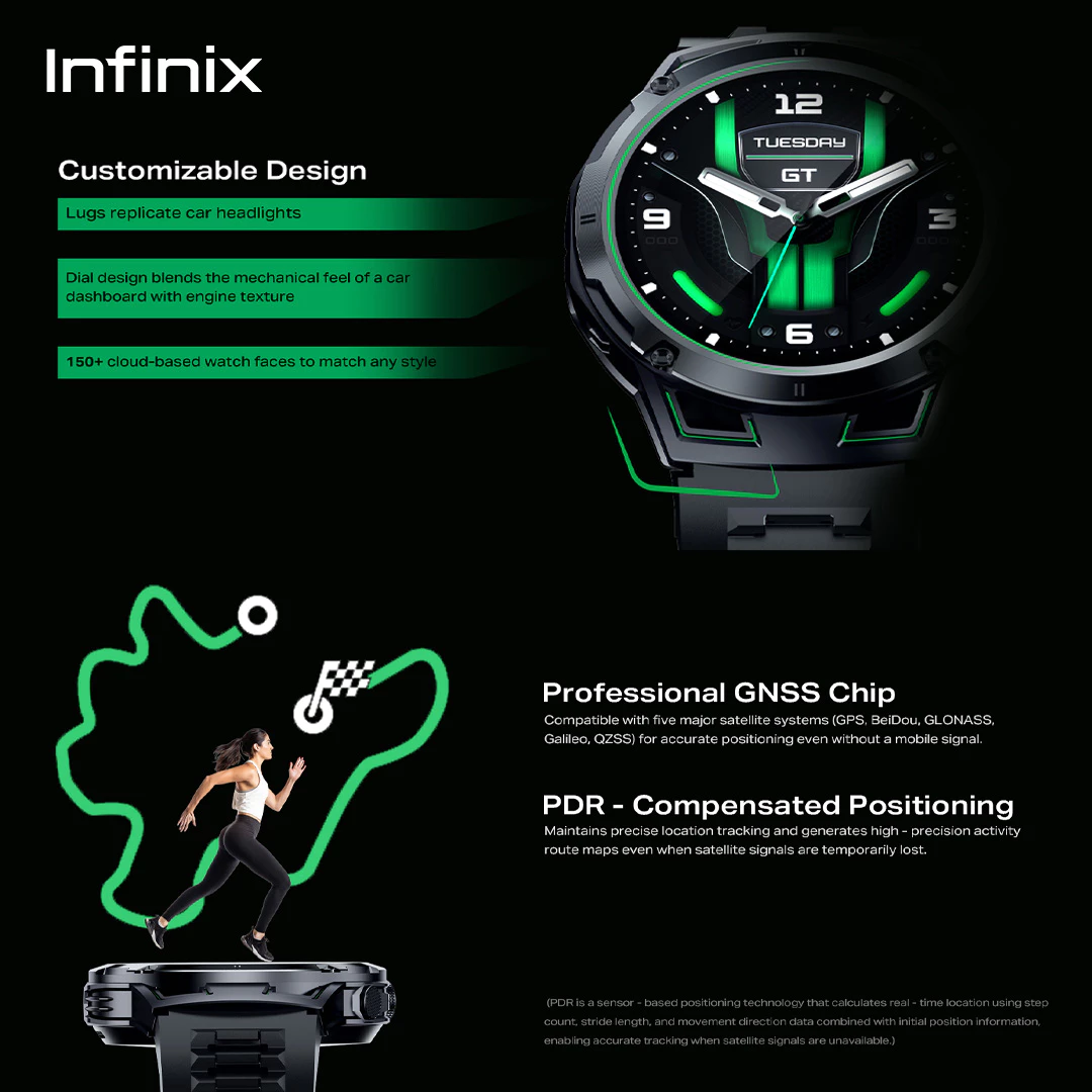 Infinix GT Watch 5 Pro jam pintar AMOLED 1.43 inci dengan IP68 5ATM dan dual strap