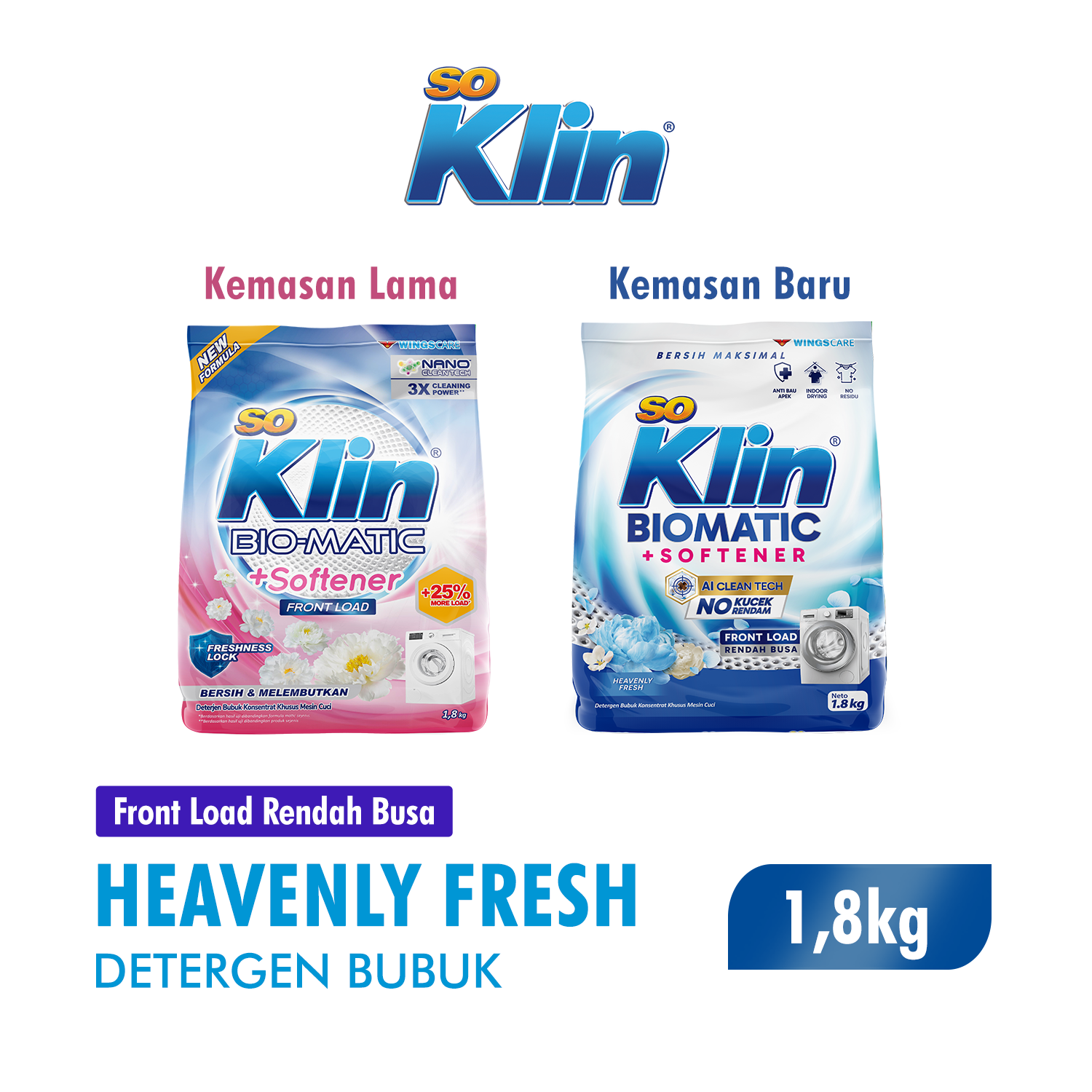 Jual Soklin Biomatic Deterjen Bubuk Softener Bukaan Depan Heavenly ...