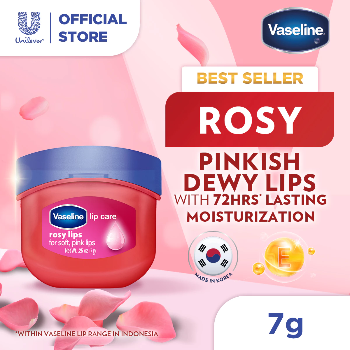 Vaseline Lip Care ROSY LIPS Jar 7gr - Lip Balm Pelembab Bibir - Vaseline Lip Therapy