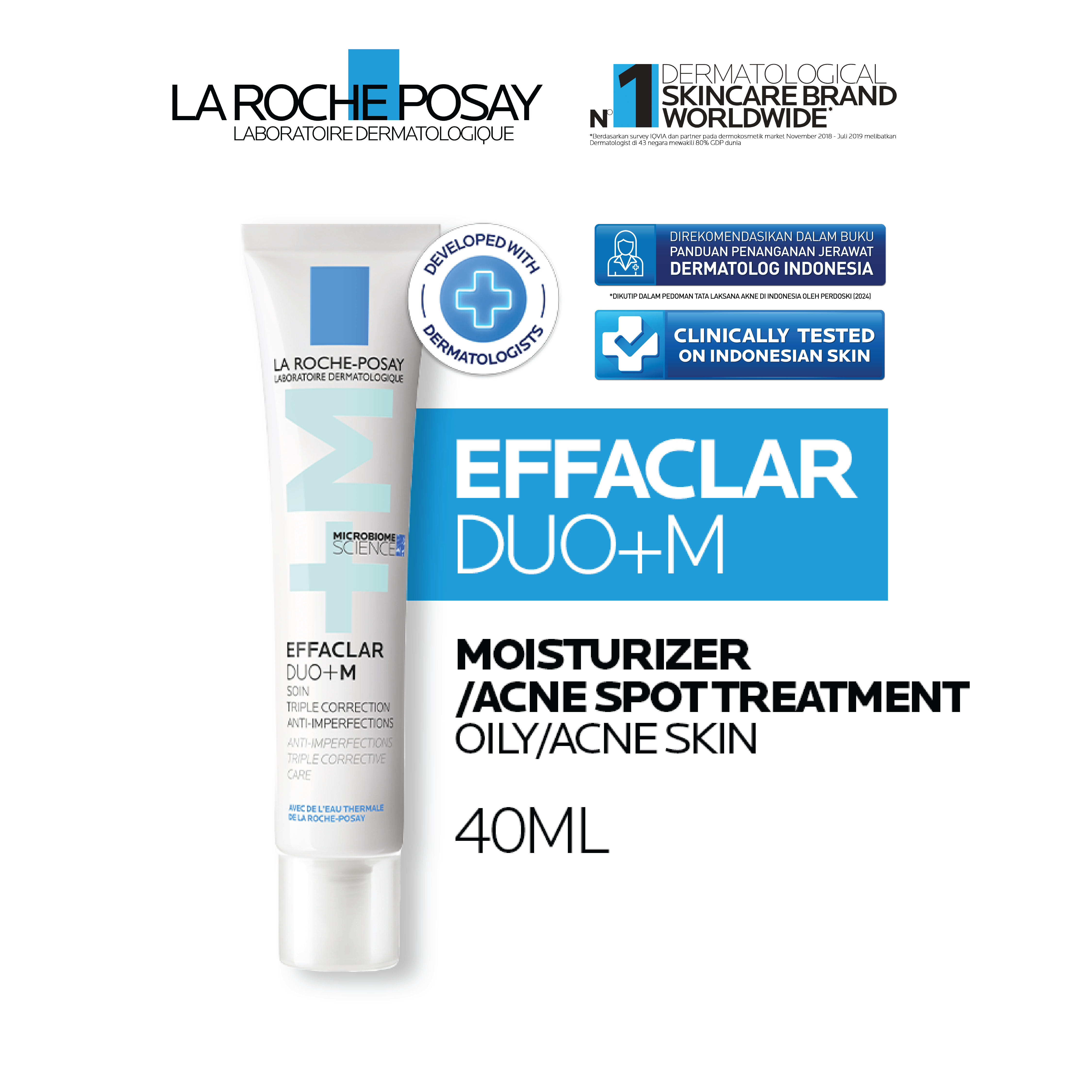 La Roche Posay Effaclar Duo+M Moisturizer 40ml Acne/ Oily Skin - Pelembab Wajah Jerawat/ Berminyak