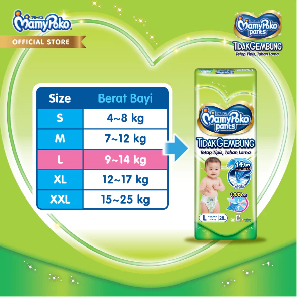 Promo MamyPoko Pants X-tra Kering Slim L 28 Isi 3 Pack Termurah