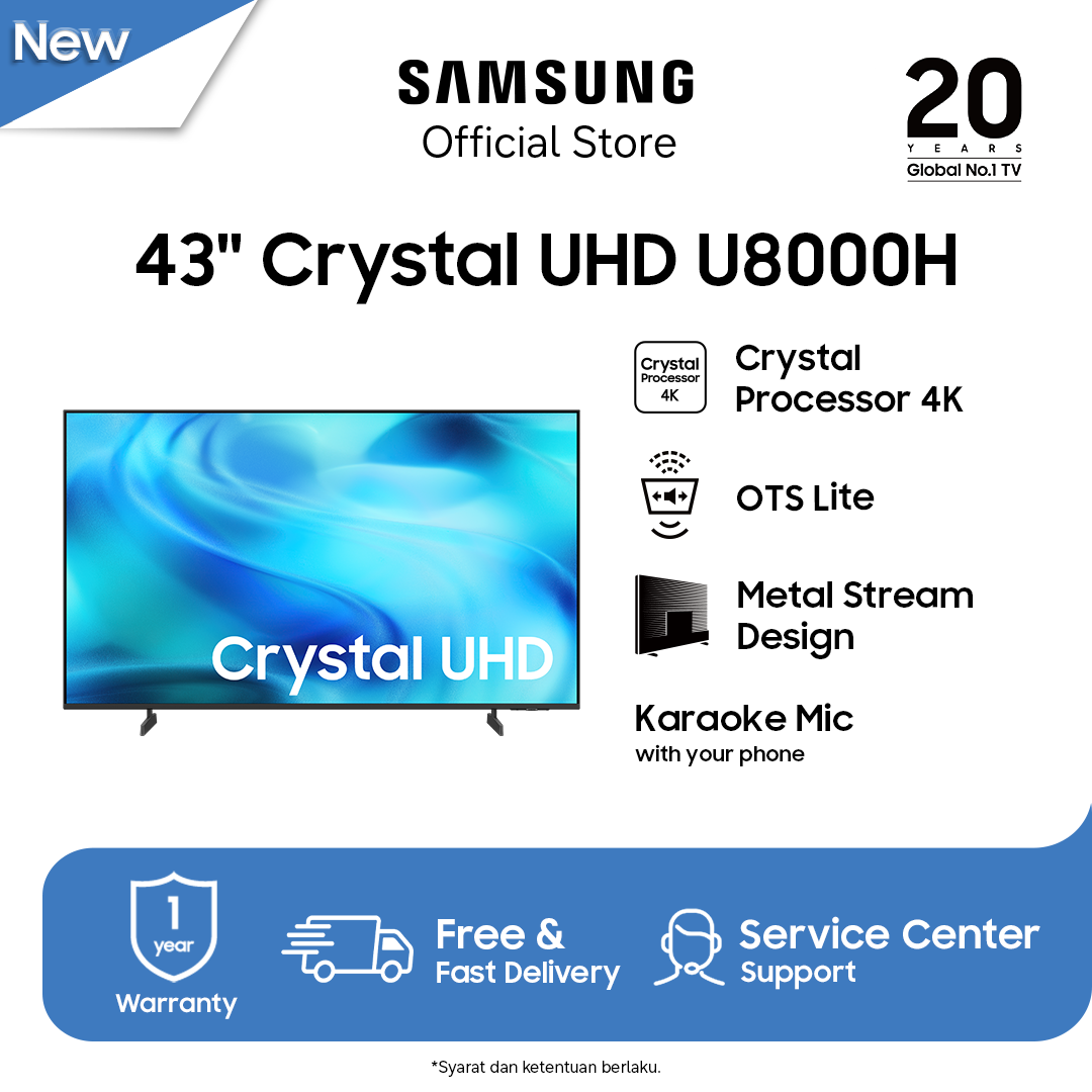 Samsung TV 43" Crystal UHD U8000H Samsung Vision AI Smart TV