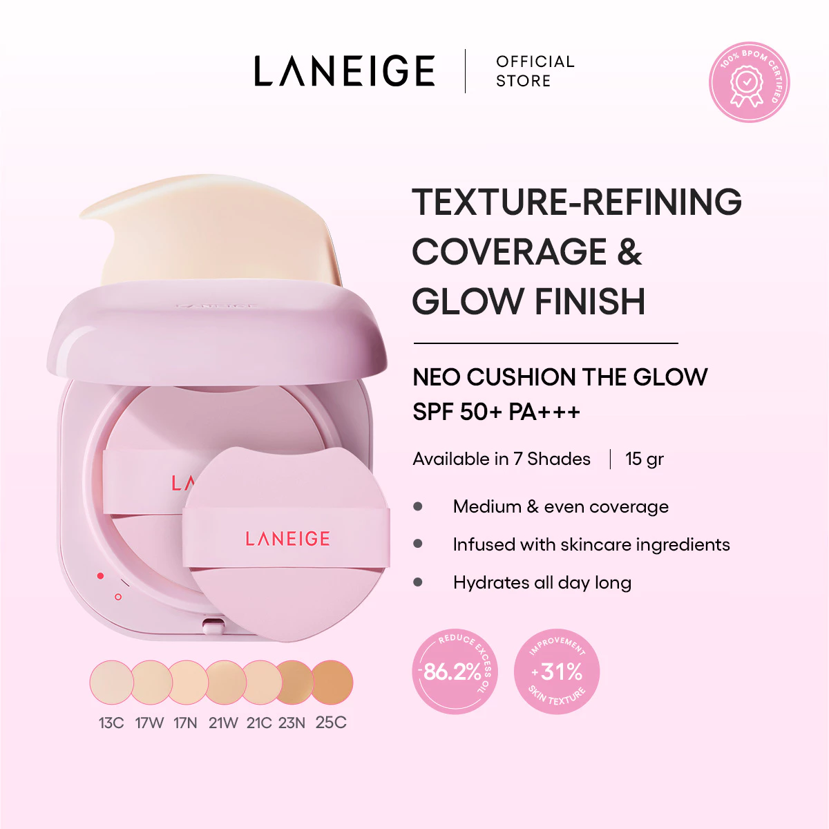 LANEIGE Neo Cushion The Glow SPF 50 PA+++ 15g - foto 1