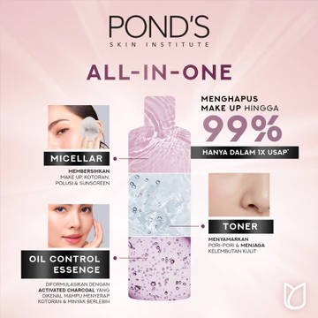 POND'S Micellar Water Untuk Kulit Berjerawat Dan Berminyak Vitamin Charcoal 100 Ml