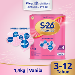 S-26 Promise Tahap 4 Vanila Susu Bubuk untuk Anak Usia 3-12 Tahun, Kotak 1400 gr