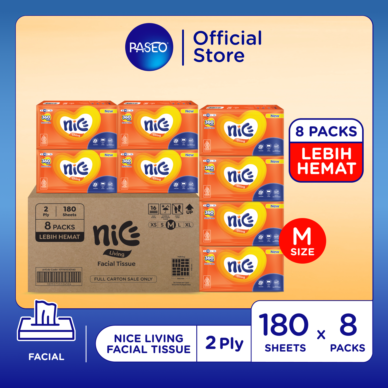 Jual LEBIH HEMAT Bundle 8 NICE Living Facial Softpack 360 helai | Tisu ...